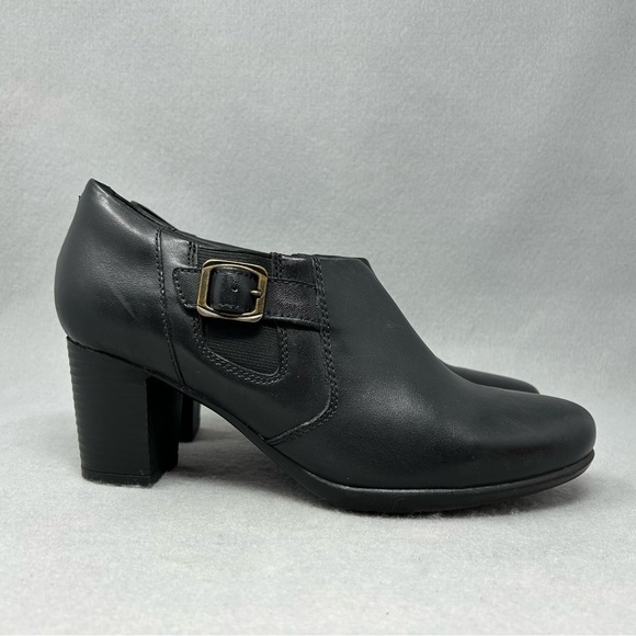Clarks PROMISE MAY Womens Bootie Shoe Sz 9.5 M Black Leather Side Zipper. - Picture 3 of 12